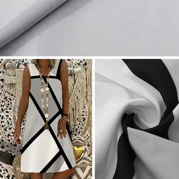 Plus Size Casual Tank Dress, Women's Plus Geometric Print V-neck Tank Dress - Picture 4 of 10